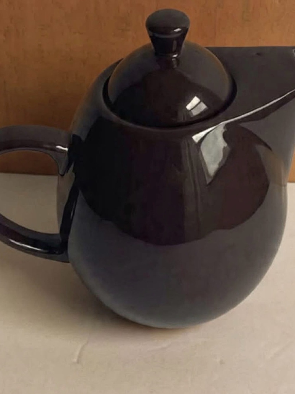 World Market Ceramic Teapot | Glossy Plum Purple | 4-6 Cup | With Lid